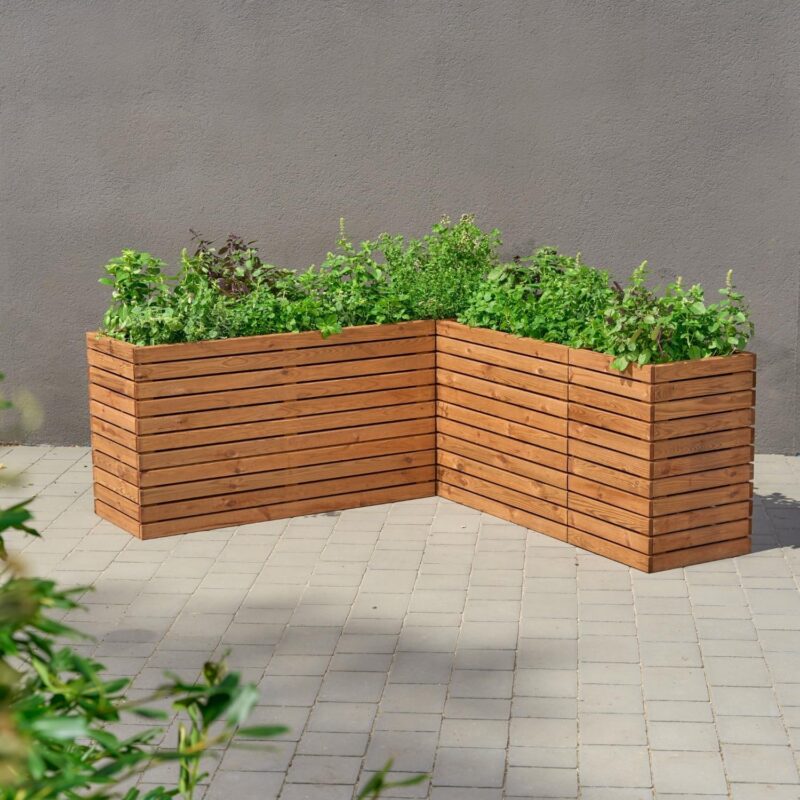 HOMERZO XXL Blumenkasten/Hochbeet aus Holz für Garten Balkon Terrasse, Outdoor Braun (98x36xh55) – Bild 3