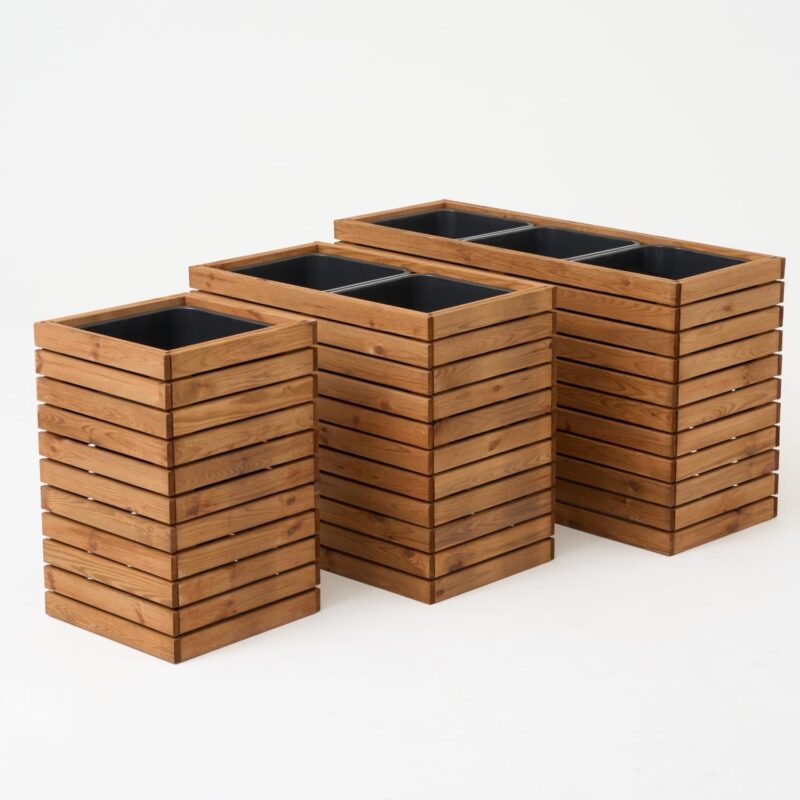 HOMERZO XXL Blumenkasten/Hochbeet aus Holz für Garten Balkon Terrasse, Outdoor Braun (98x36xh55) – Bild 4
