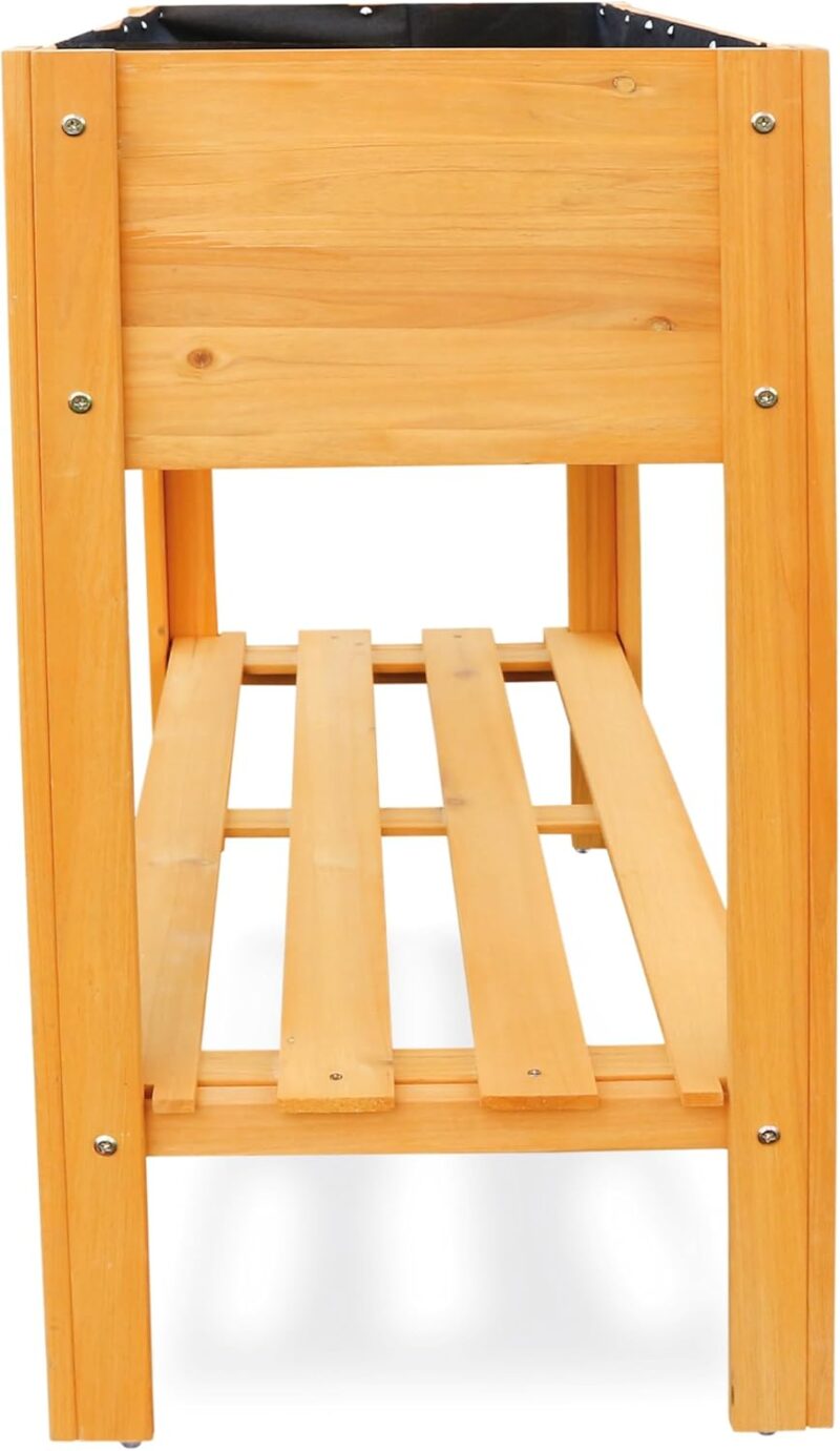 HABAU Hochbeet Hanna für den Außenbereich, Hellbraun, mit Vlies und Ablagefläche, 80 x 40 x 79 cm – Bild 5