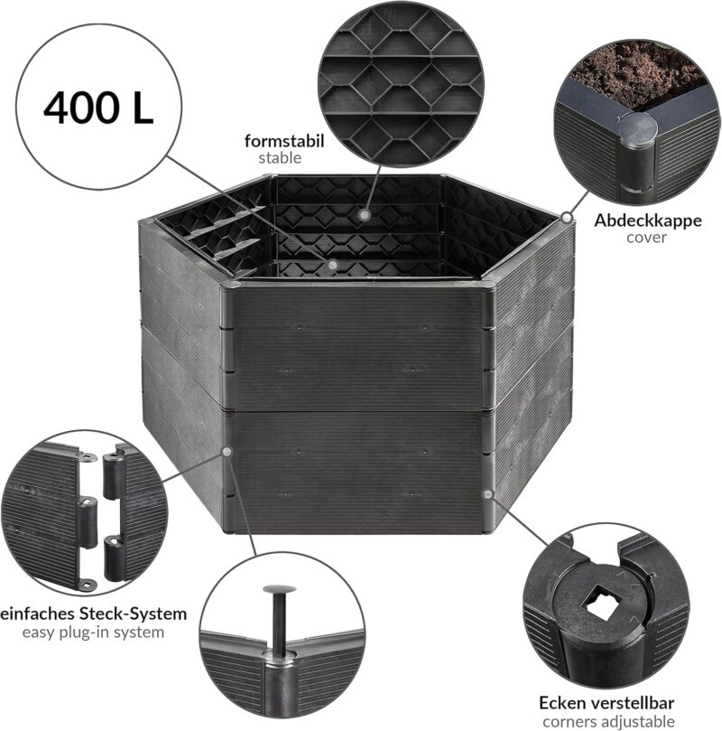 Grizzly Hochbeet System 2 Set, für Garten und Balkon, Gemüsebeet, witterungsbeständig – Bild 3