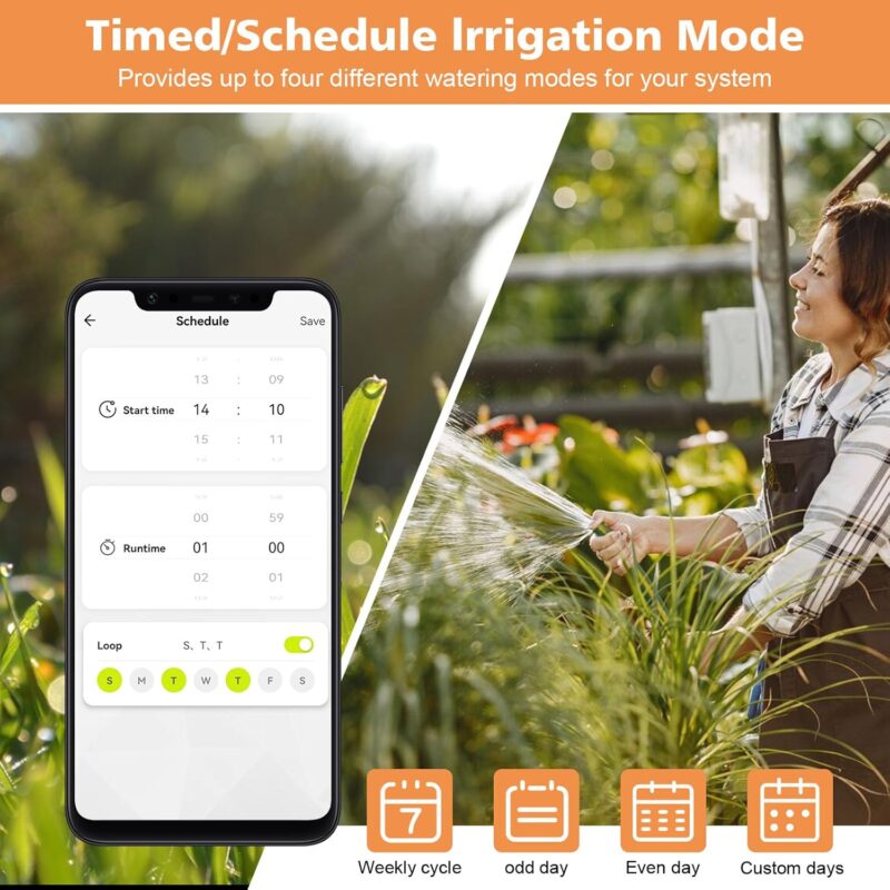 johgee Bewässerungscomputer WLAN 2 Ausgänge 2,4 GHz, Smart Bewässerungsuhr für Garten Bewässerung kompatibel mit Alexa & Smart Life App, mit Wi-Fi Hub für Gärten und Rasenflächen – Bild 4