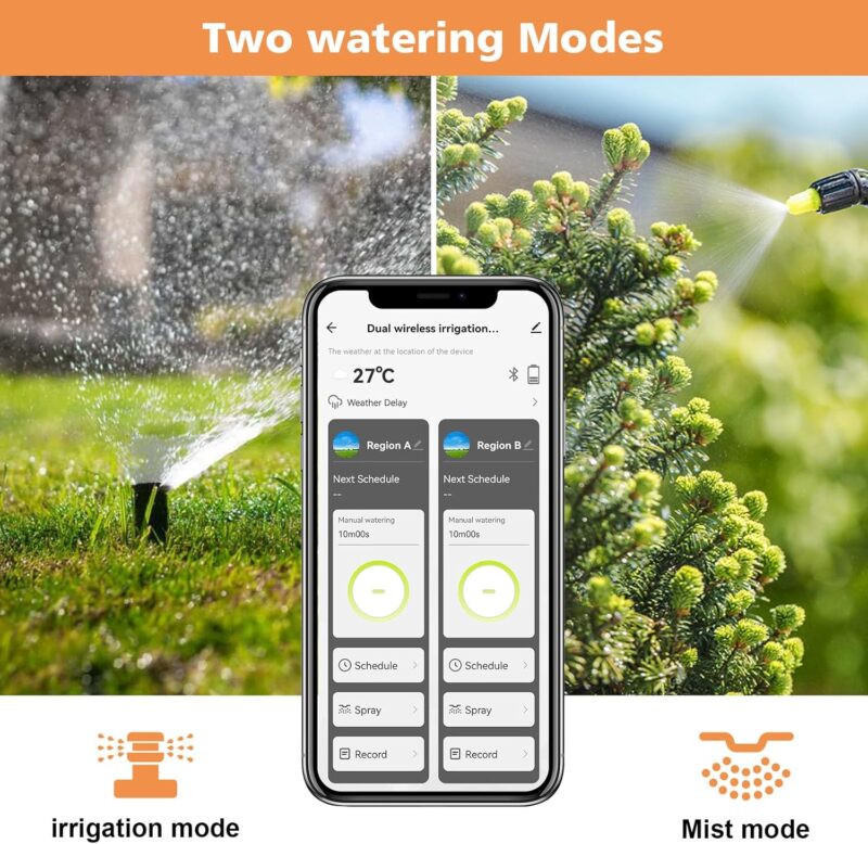 johgee Bewässerungscomputer WLAN 2 Ausgänge 2,4 GHz, Smart Bewässerungsuhr für Garten Bewässerung kompatibel mit Alexa & Smart Life App, mit Wi-Fi Hub für Gärten und Rasenflächen – Bild 7
