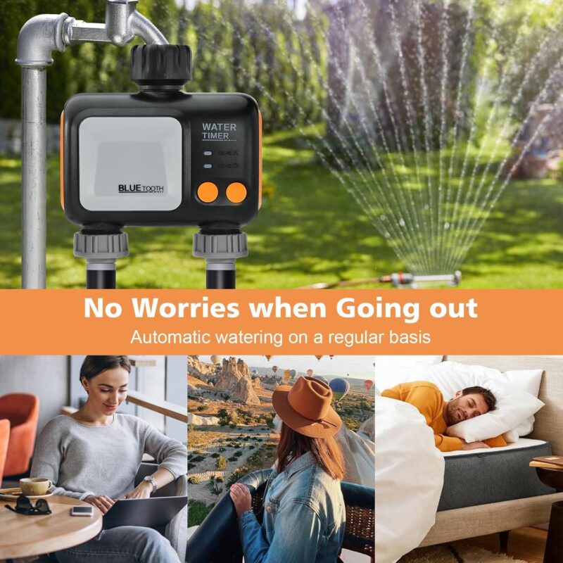 johgee Bewässerungscomputer WLAN 2 Ausgänge 2,4 GHz, Smart Bewässerungsuhr für Garten Bewässerung kompatibel mit Alexa & Smart Life App, mit Wi-Fi Hub für Gärten und Rasenflächen – Bild 8