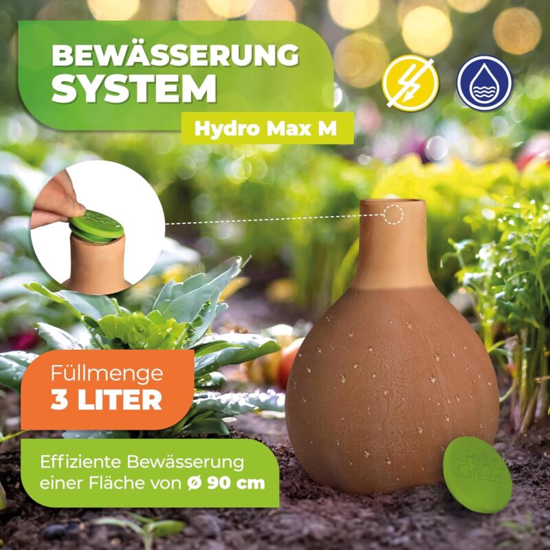 BioGreen Olla Pflanzenbewässerung Hydro MAX | vers. Größen | 3 L | Ø 90 cm automatische Bewässerung für Pflanzen | Terrakotta Tontopf | Bewässerungskugel – Bild 3
