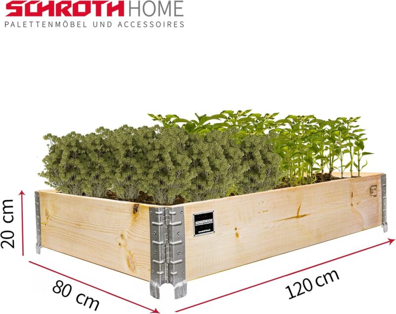 Schroth Home Hochbeet 120x80x20cm Rechteckig - Palettenrahmen aus Holz - Faltbar, Steckbar & Stapelbar – Bild 4