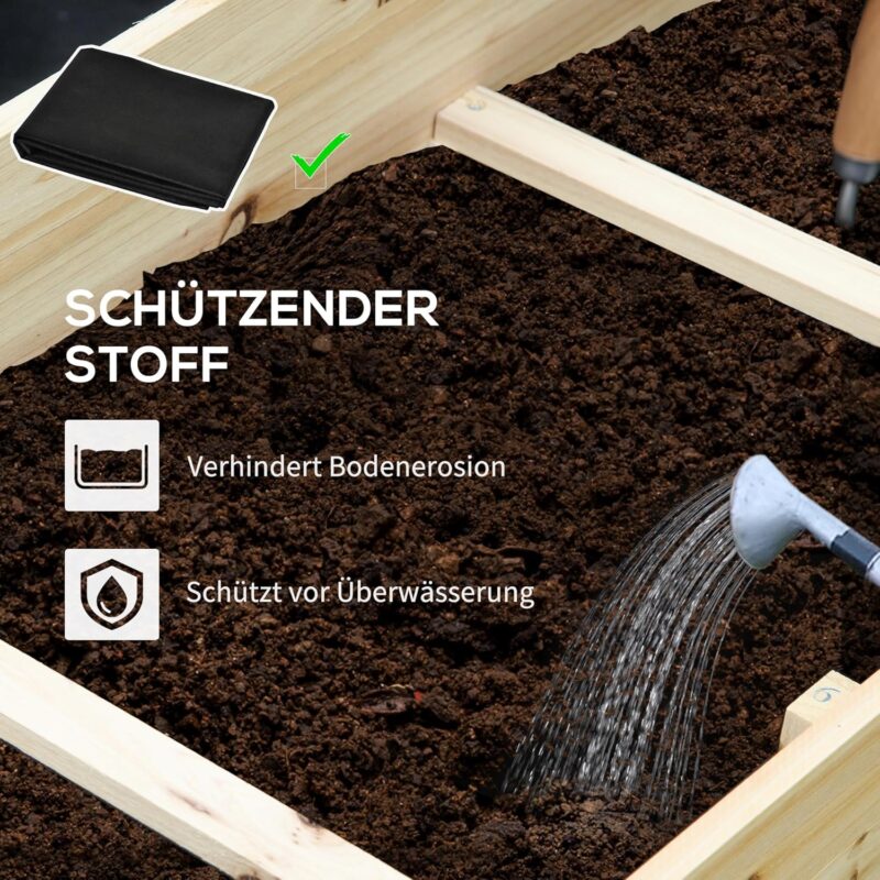 Outsunny Hochbeet Holz, 117 x 100 x 54 cm für Blumen, Pflanzen, Obst, Gemüse – Bild 4