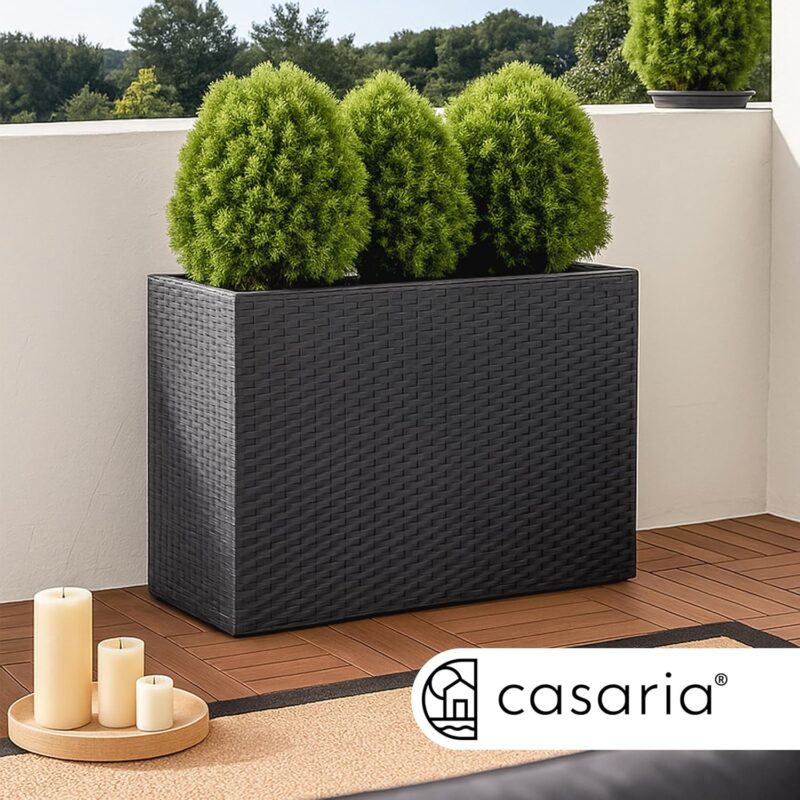 Casaria® Polyrattan Blumenkasten 3er herausnehmbar, Outdoor Schwarz – Bild 6