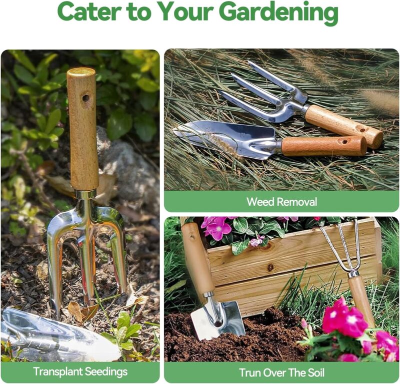 Grenebo Gartenwerkzeug Set,9 Stück Garten Werkzeug mit Gartengeräte Organizer Handtasche, Stabil Gartengeräte Set, Ideale Gartengeschenke für Frauen für Gartenliebhaber geeignet – Bild 5