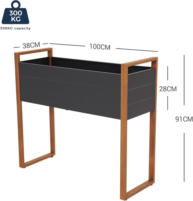 Grand patio Hochbeet Garten, Wetterfest, Metall Pflanzbeet mit Entwässerungslöcher, Blumenkasten für Outdoor, Balkon (100X38X91CM) – Bild 8
