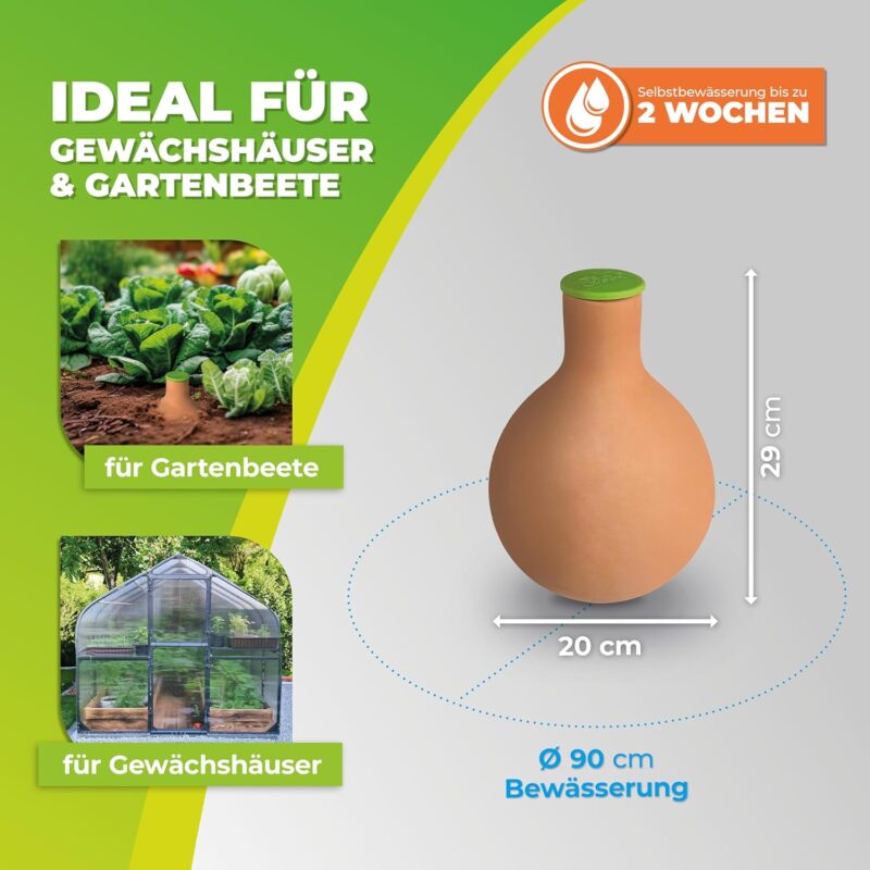 BioGreen Olla Pflanzenbewässerung Hydro MAX | vers. Größen | 3 L | Ø 90 cm automatische Bewässerung für Pflanzen | Terrakotta Tontopf | Bewässerungskugel – Bild 2
