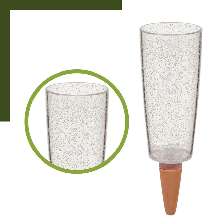 Scheurich Wasserspender Copa M | 8X Transparent | 150 ml Füllmenge | Bewässerungskugel klein mit Ton Fuß | Wasserspender Pflanzen und Blumen Terrakotta Stiel – Bild 2