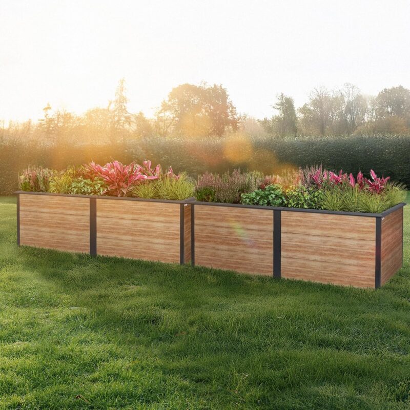 Zelsius Hochbeet für Garten, Terrasse oder Balkon Anthrazit RAL 7016 | 200 x 100 x 77 cm, in Holzoptik | Gemüsebeet, Blumenbeet, Pflanzbeet, Pflanzkasten, Blumenkasten, Gartenbeet – Bild 2
