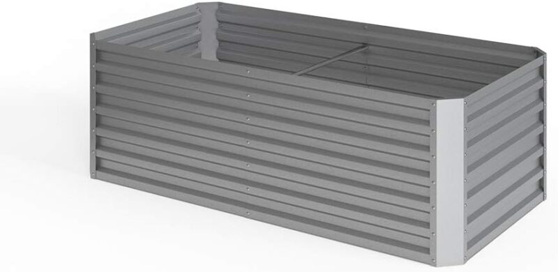 ok-Living Hochbeet Kräuterbeet Gemüsebeet rechteckig 180x90x60cm (LxBxH) Silber Pflanzkasten Frühbeet Aufzucht Beet Garten – Bild 2