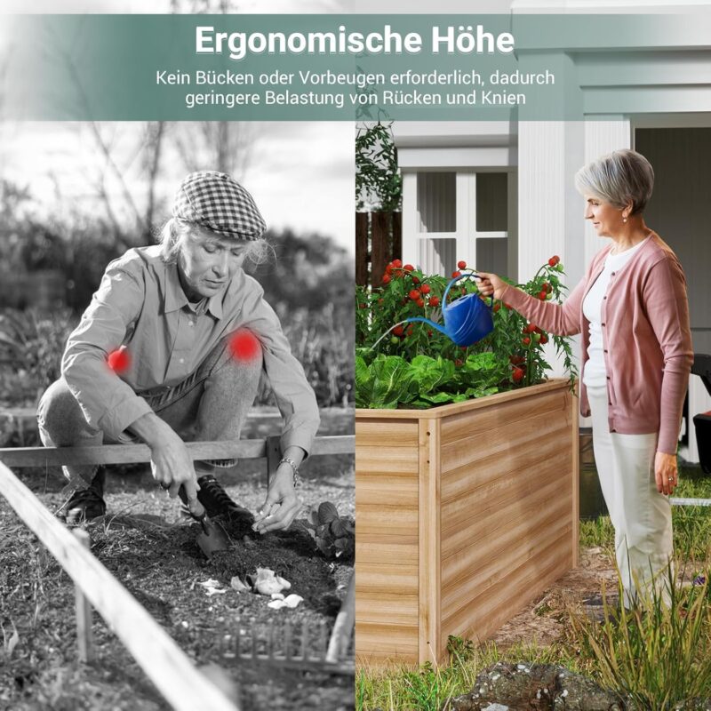 UDPATIO Hochbeet Holz für Garten 128x65x80cm Holzhochbeet zum Bepflanzen von Gemüse & Kräutern Pflanzbeet Pflanzkasten Gemüsebeet für Balkon – Bild 4