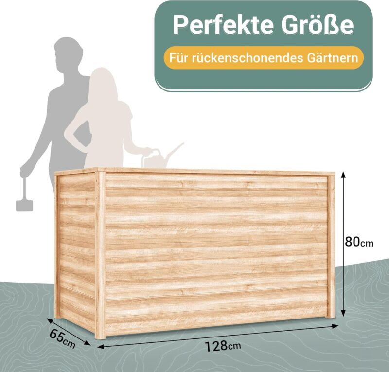 UDPATIO Hochbeet Holz für Garten 128x65x80cm Holzhochbeet zum Bepflanzen von Gemüse & Kräutern Pflanzbeet Pflanzkasten Gemüsebeet für Balkon – Bild 7