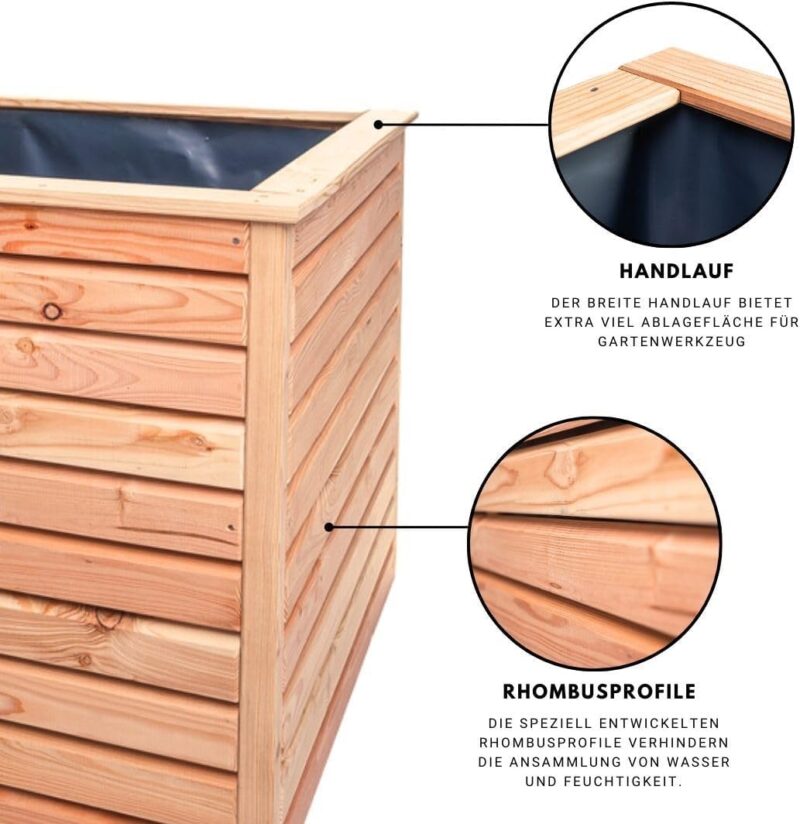 Mega Holz Hochbeet Rhombus L Lärche Holz für Außen Naturbelassen Kräuterbeet Gemüsebeet Pflanzkübel – Bild 3
