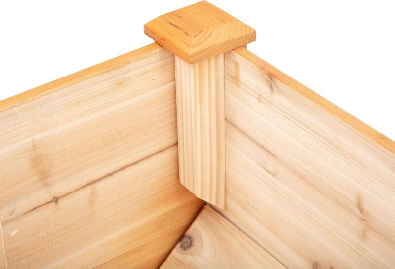Outsunny Hochbeet aus Holz Kräuterbeet Pflanzkasten mit Abflussloch Haken Blumenkasten mit Füßen Massivholz Natur 120 x 60 x 81 cm – Bild 7