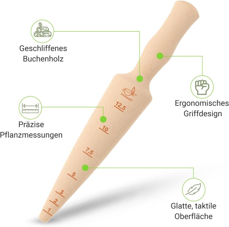 Teemando® Marken-Pflanzholz mit Scala aus unbehandeltem Buchenholz, 24,5 cm lang – Bild 3