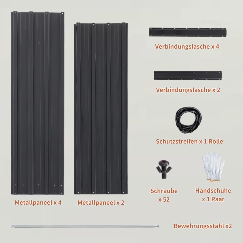 Thanaddo Hochbeet Metall Pflanzbeet, rechteckig Gemüsebeet aus verzinktem Stahl, Gartenbeet Pflanzkasten Pflanzkasten Blumenkasten für Garten & Terrasse, 190x90x34cm, Anthrazit – Bild 7