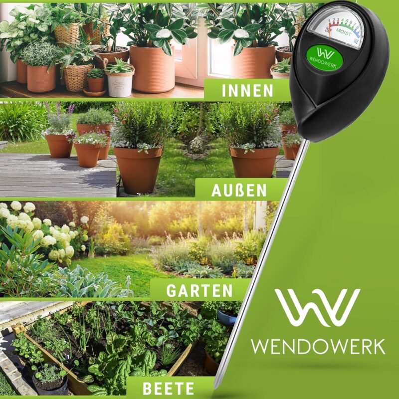 Wendowerk® Boden Feuchtigkeitsmesser für Pflanzen - [Grün/Schwarz] - Ohne Batterien - Verbessertes Feuchtigkeitsmessgerät Pflanzen [2025] – Premium Bodentester – Bild 6