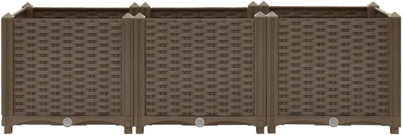 vidaXL Hochbeet Pflanzkasten Pflanzbeet Gemüsebeet Blumenbeet Blumenkasten Frühbeet Gartenbeet Blumenkübel Pflanzkübel 120x40x38cm Polypropylen Braun – Bild 4
