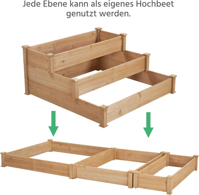 Yaheetech 3 stufiges Hochbeet Holz,120 x 120 x 56 cm – Bild 5