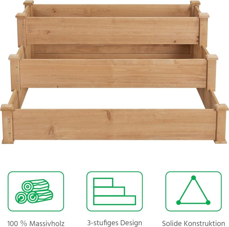 Yaheetech 3 stufiges Hochbeet Holz,120 x 120 x 56 cm – Bild 6