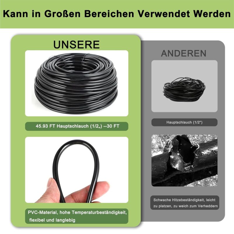 Powate 130FT Garten Bewässerungs Kit mit 1/2'' Schläuche, automatische Sprinkler für Pflanzen Blumenbeet – Bild 3