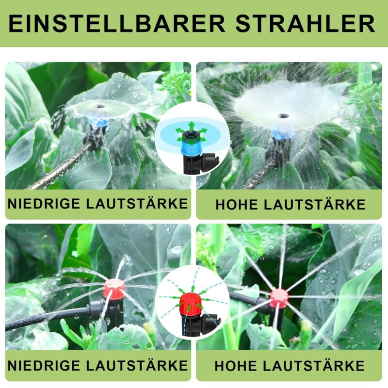 Powate 130FT Garten Bewässerungs Kit mit 1/2'' Schläuche, automatische Sprinkler für Pflanzen Blumenbeet – Bild 4