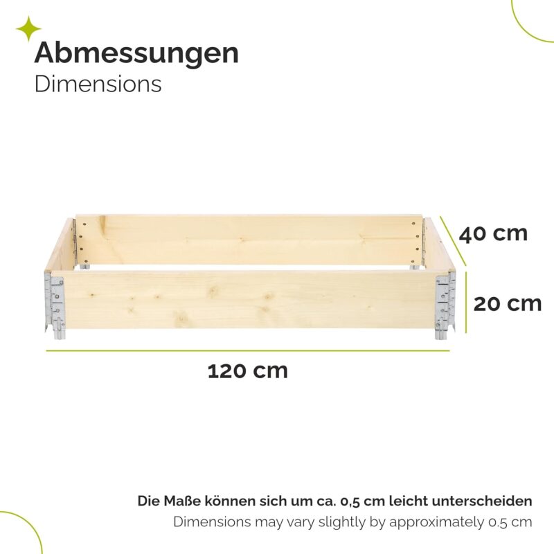 Garronda naturbelassene Hochbeete für Garten Palettenrahmen Hochbeet Holz steckbar stapelbar faltbar für Pflanzen Blumen Kräuter Obst und Gemüse Natural 3 Stück 120x40x20 cm GD-0141 – Bild 2