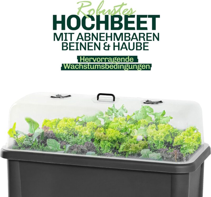 Blumixx Frühbeet, robuster PP-Kunststoff 76x37x84,5cm | mit abnehmbaren Beinen und Haube im modernem Design – Bild 2