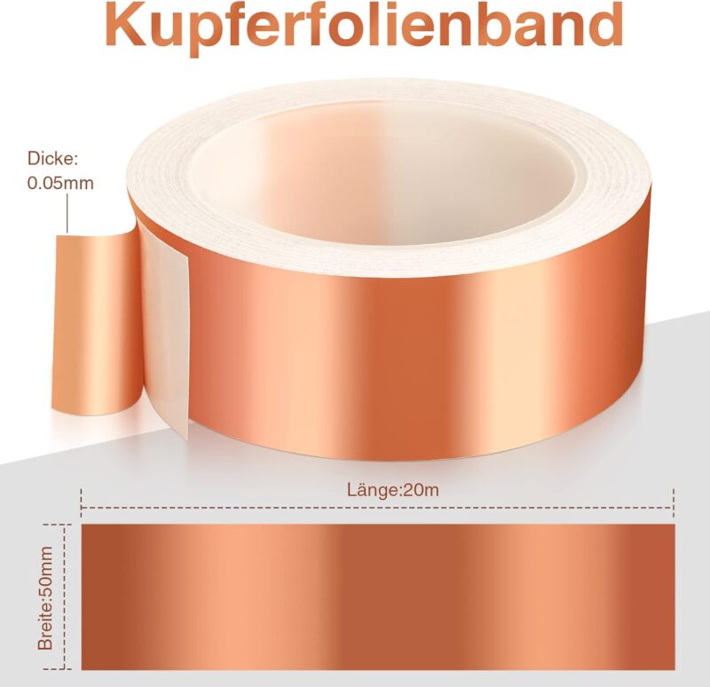 KAZATE Kupferband Gegen Schnecken, 50mm x 20m Schneckenzaun Schneckenschutz für Hochbeet Pflanzen, Kupferband Selbstklebend Schneckenabwehr Kupfer Schneckenband Schneckenfalle Anti Schnecken – Bild 2