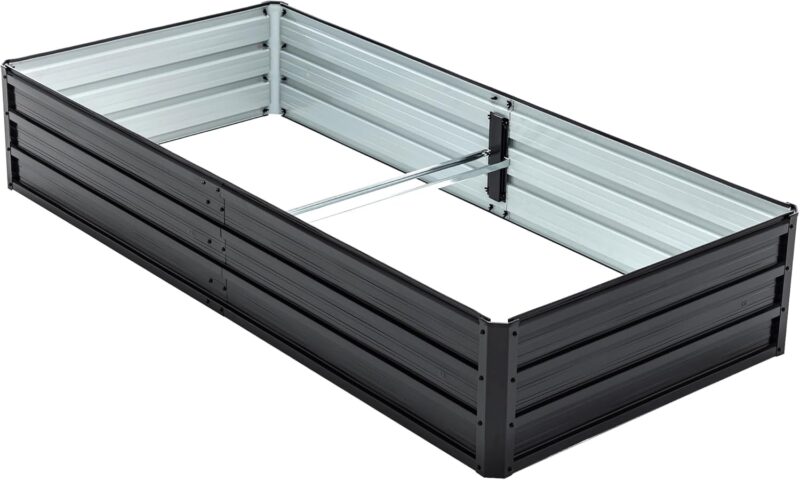 Thanaddo Hochbeet Metall Pflanzbeet, rechteckig Gemüsebeet aus verzinktem Stahl, Gartenbeet Pflanzkasten Pflanzkasten Blumenkasten für Garten & Terrasse, 190x90x34cm, Anthrazit – Bild 2