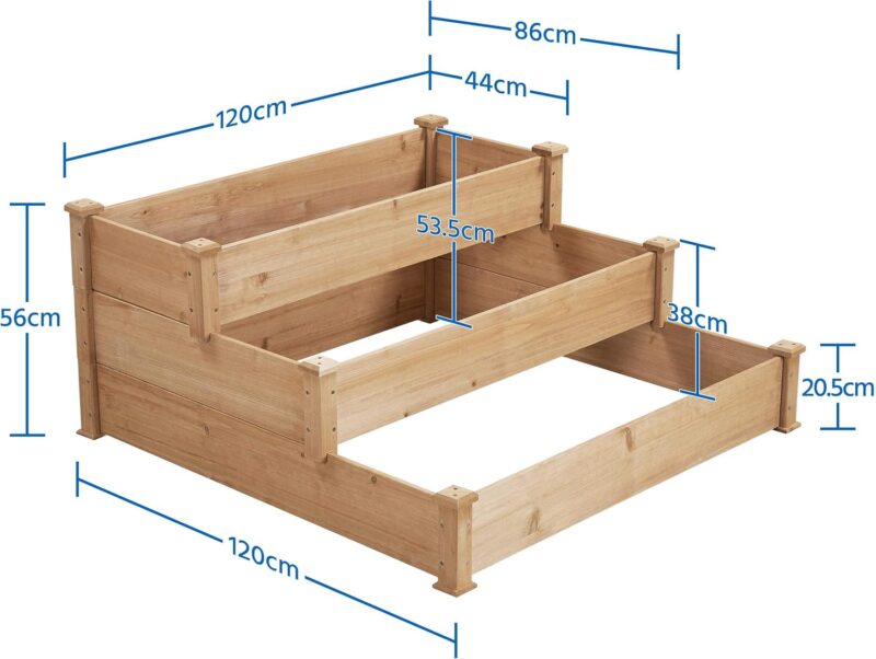 Yaheetech 3 stufiges Hochbeet Holz,120 x 120 x 56 cm – Bild 2
