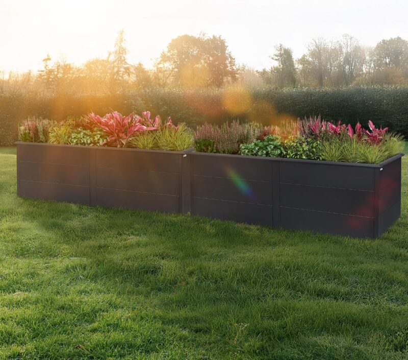 Zelsius Hochbeet für Garten, Terrasse oder Balkon Anthrazit RAL 7016 | 200 x 100 x 77 cm | Gemüsebeet, Blumenbeet, Pflanzbeet, Pflanzkasten, Blumenkasten, Gartenbeet – Bild 2