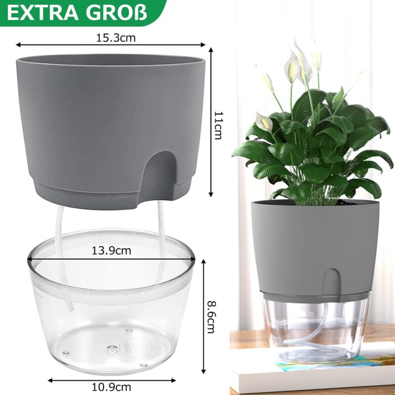 iDattel Kräutertopf Küche 3er Set, selbstbewässernd-3er - 18.2X 11x 15.3 cm, für frische Küchenkräuter – Bild 2