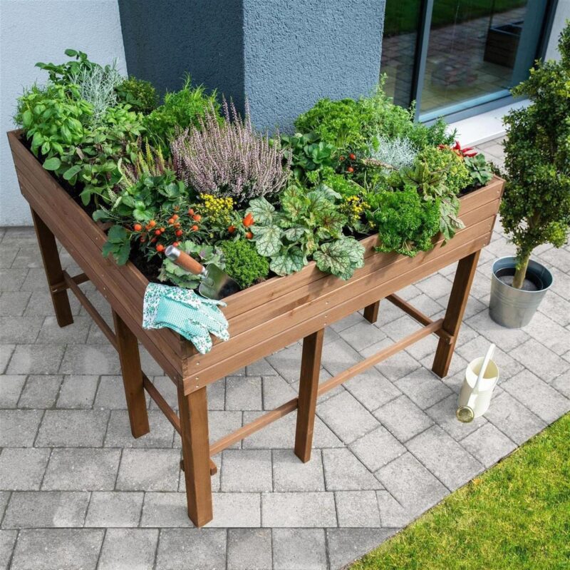 matrasa Eckhochbeet aus Fichtenholz - Hochbeet in L-Form für Kräuter & Gemüse 120x120x90cm – Bild 2