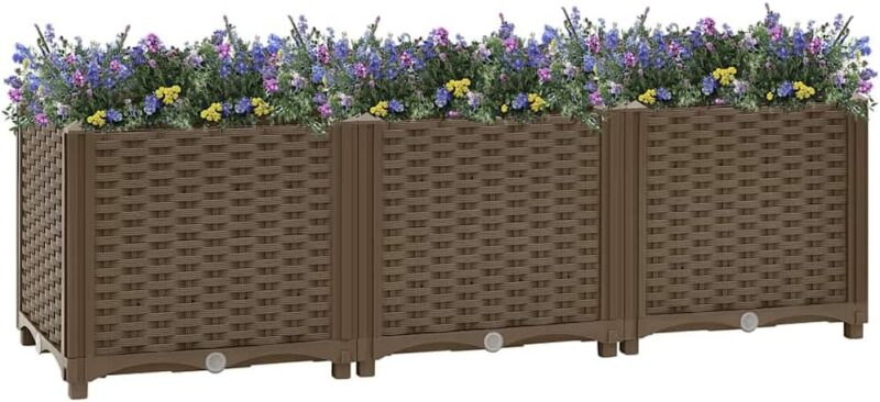 vidaXL Hochbeet Pflanzkasten Pflanzbeet Gemüsebeet Blumenbeet Blumenkasten Frühbeet Gartenbeet Blumenkübel Pflanzkübel 120x40x38cm Polypropylen Braun – Bild 2
