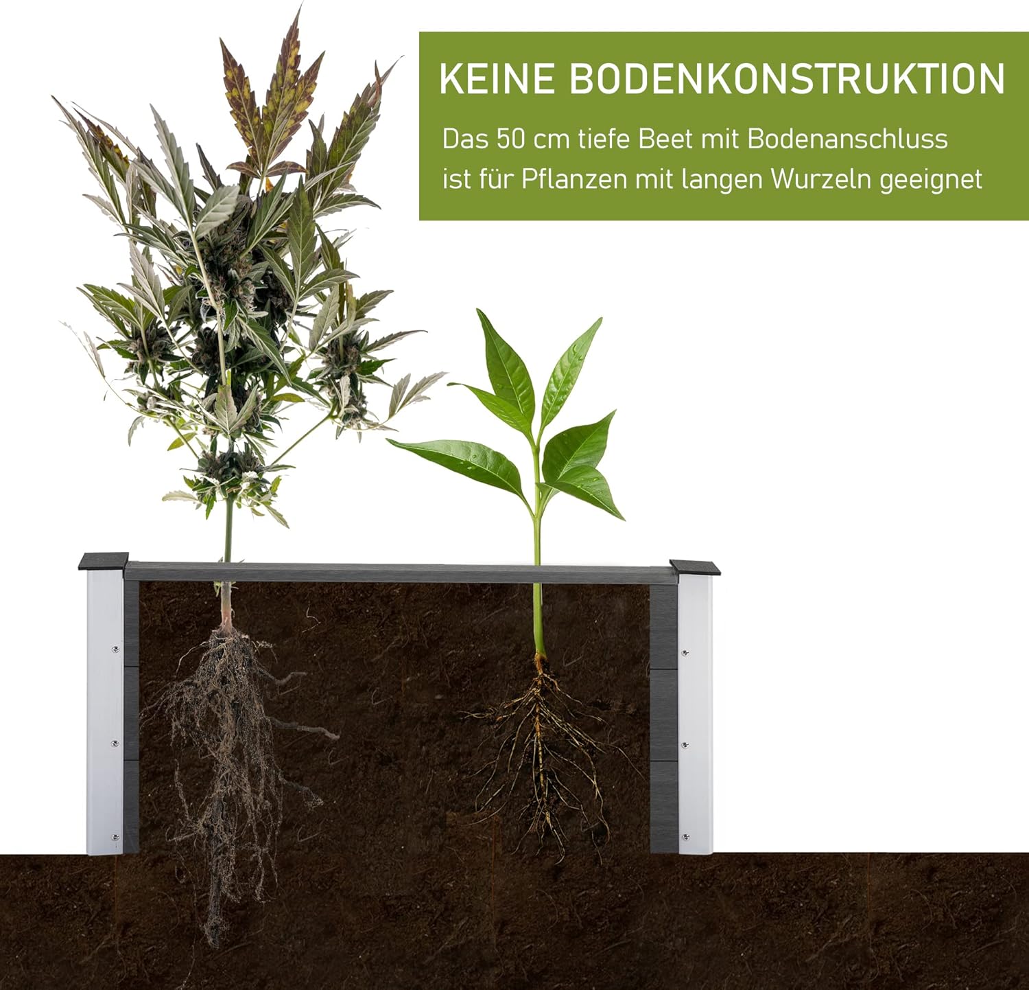 Outsunny Hochbeet Aluminium 100x50x55,5cm für Terrasse, Balkon – Bild 4