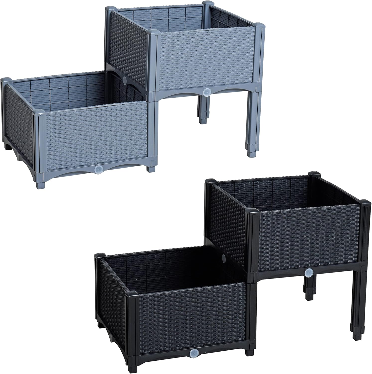 ESTEXO Blumenbeet Hochbeet Gemüsebeet 77x40x44 cm Pflanzbeet Polyrattan Pflanzkasten Schwarz – Bild 2