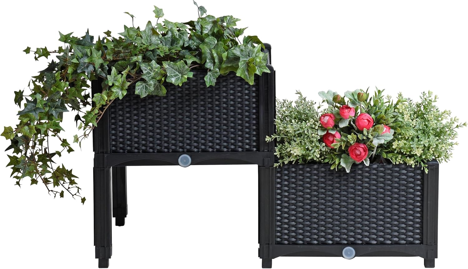 ESTEXO Blumenbeet Hochbeet Gemüsebeet 77x40x44 cm Pflanzbeet Polyrattan Pflanzkasten Schwarz – Bild 4
