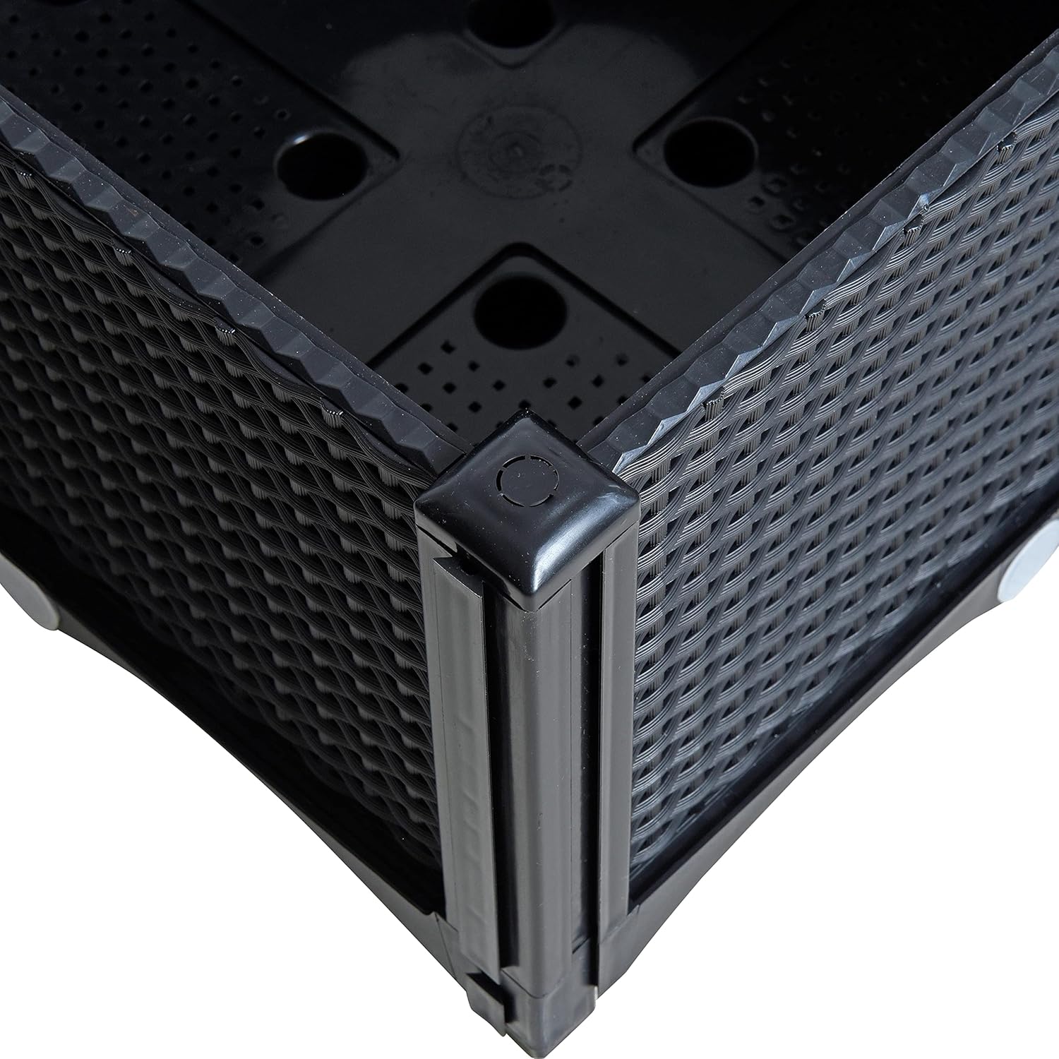 ESTEXO Blumenbeet Hochbeet Gemüsebeet 77x40x44 cm Pflanzbeet Polyrattan Pflanzkasten Schwarz – Bild 5