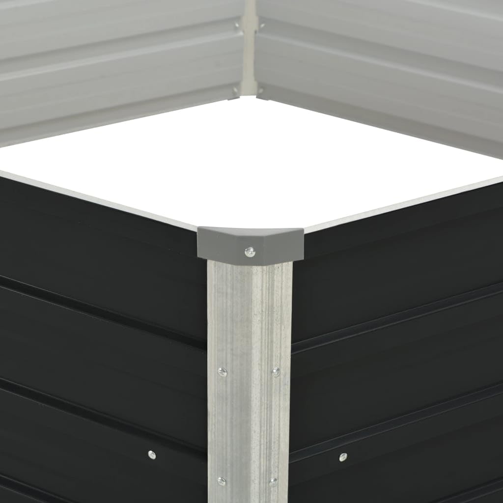 vidaXL Hochbeet Gartenbeet Pflanzbeet Frühbeet Pflanzkübel Pflanzkasten Blumenkasten Gemüsebeet Blumenbeet Anthrazit 129x129x45cm Verzinkter Stahl – Bild 3