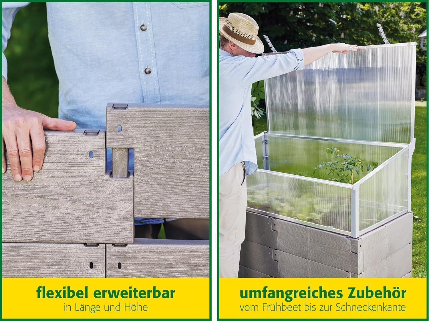 JUWEL Hochbeet Timber 3er-Set (18 Bausteine, Kräuterbeet Füllinhalt 360 l, in Holzoptik, Beetsystem mit hoher Wärmeisolierung, Maße 130x60 cm, Höhe 60 cm, Gemüsebeet) 20471 – Bild 3