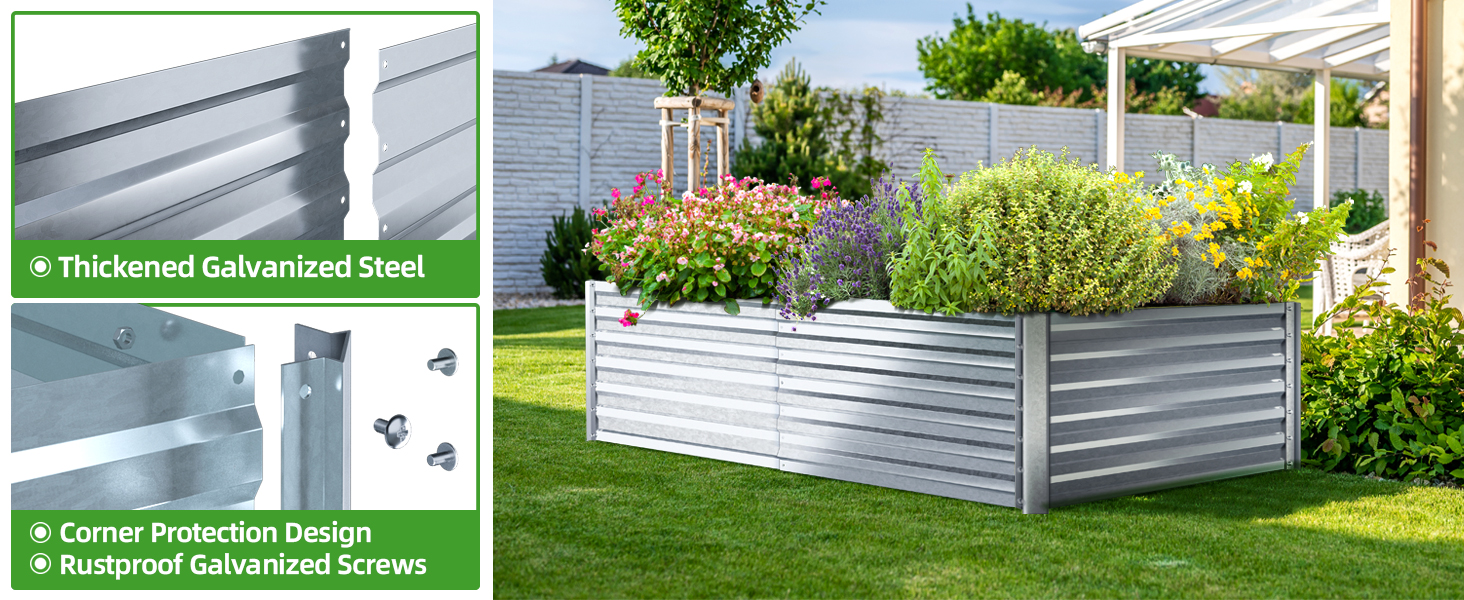 Ohuhu Hochbeet Metall180x90x60cm, wetterfest für Gemüse – Bild 5