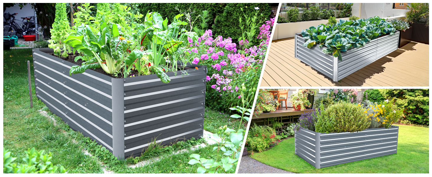 Ohuhu Hochbeet Metall180x90x60cm, wetterfest für Gemüse – Bild 3