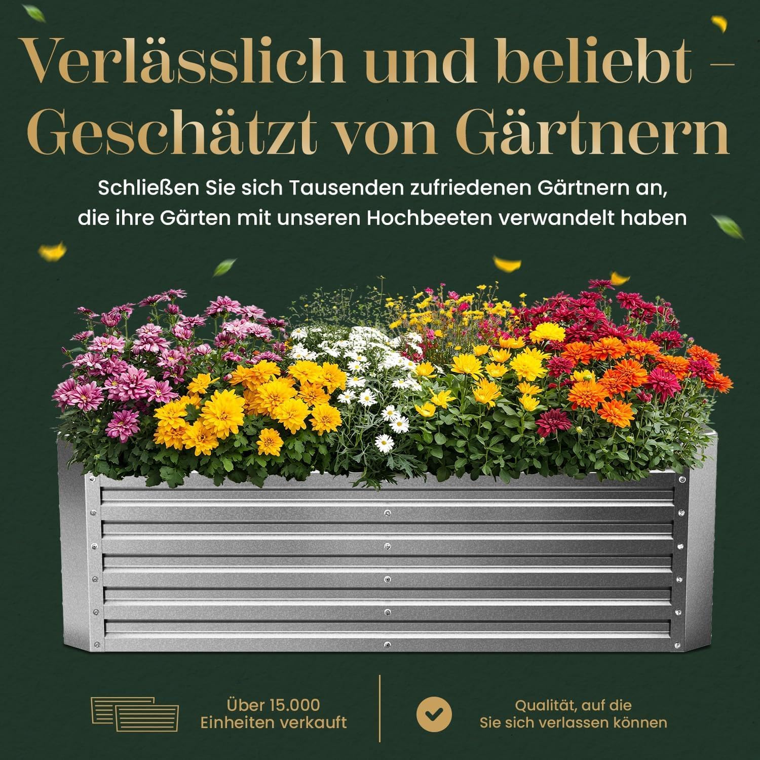 Gabiona | Hochbeet Metall verzinkt 184x90x60 cm – Großes Hochbeet für Garten, Gemüse, Kräuter & Blumen – Wetterfest, rostfrei, stabil – 990 L Volumen – Pflanzkasten rechteckig – Bild 3