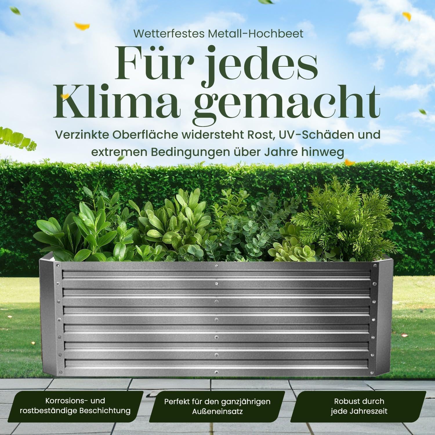 Gabiona | Hochbeet Metall verzinkt 184x90x60 cm – Großes Hochbeet für Garten, Gemüse, Kräuter & Blumen – Wetterfest, rostfrei, stabil – 990 L Volumen – Pflanzkasten rechteckig – Bild 7