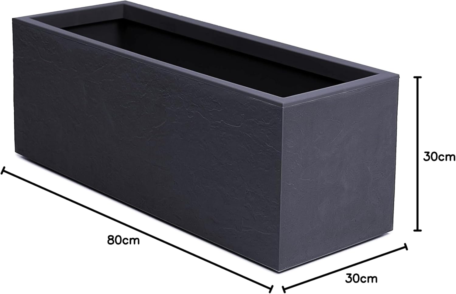 Ondis24 Pflanzkübel Vulkan, 57L Pflanzvolumen, rechteckig, Blumenkasten mit Wasserspeicher, Balkon Terrasse, Blumenkübel (Anthrazit) – Bild 8