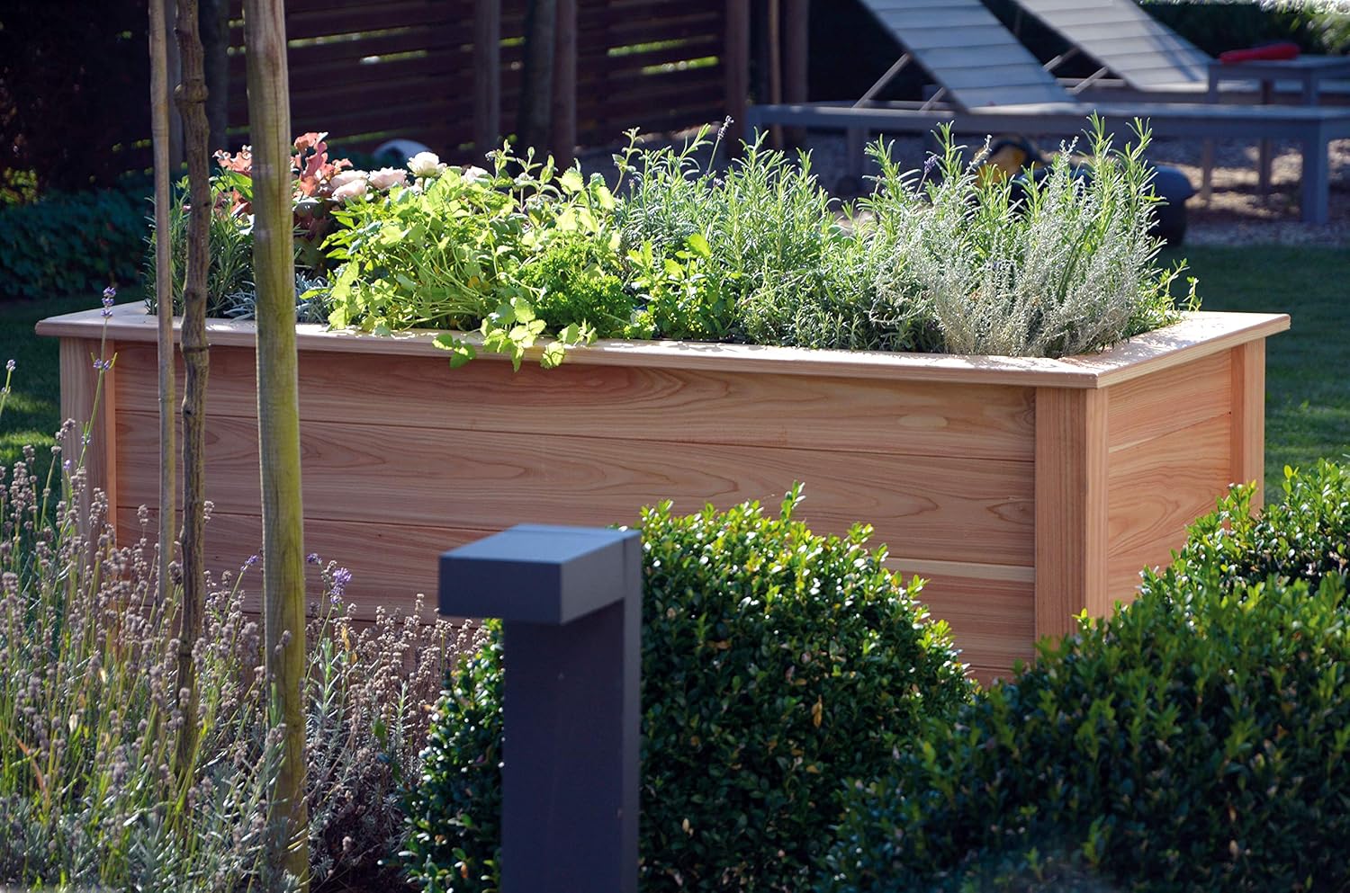 dobar® Hochbeet Douglasie Größe XL aus Massivholz inlkusive Pflanzfolie - XL Salatbeet für Garten/Terrasse/Balkon als Bausatz - 150 x 60 x 65 cm - Natur – Bild 4